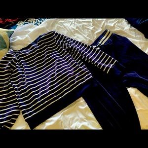 Navy blue velvet two piece